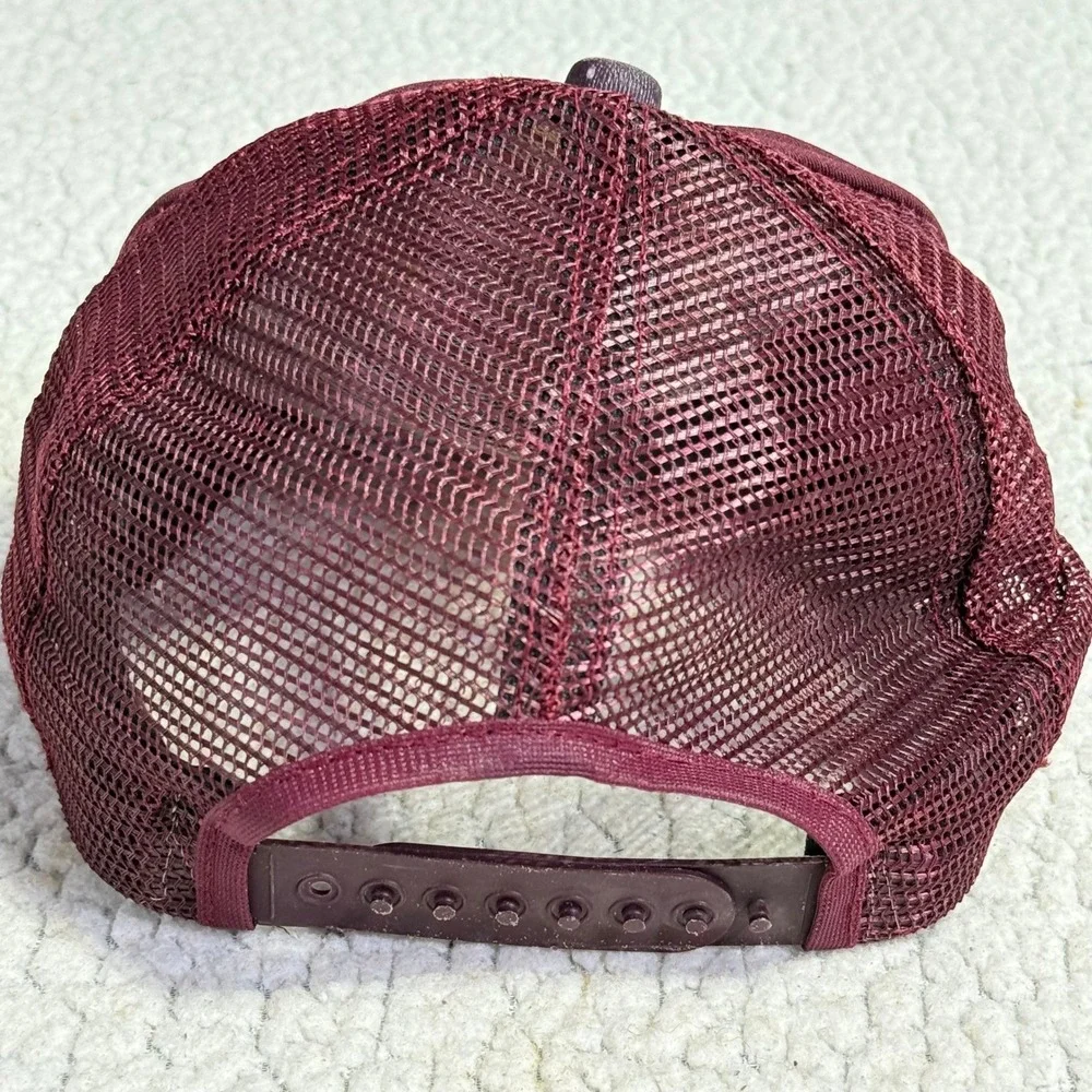 Vintage‎ New Era Red Barons Trucker Hat Maroon Snapback Mesh Cap Small Med USA